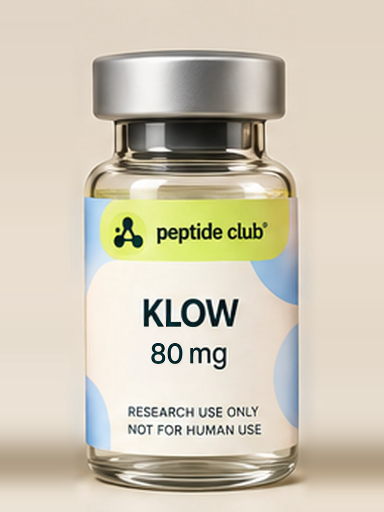 KLOW research vial with peptide club label