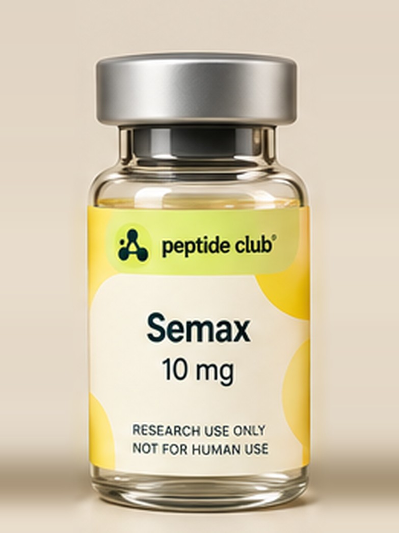 Semax research vial with peptide club label